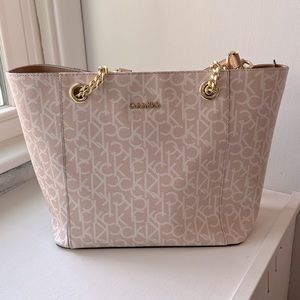 Calvin Klein Cream and White Large Tote